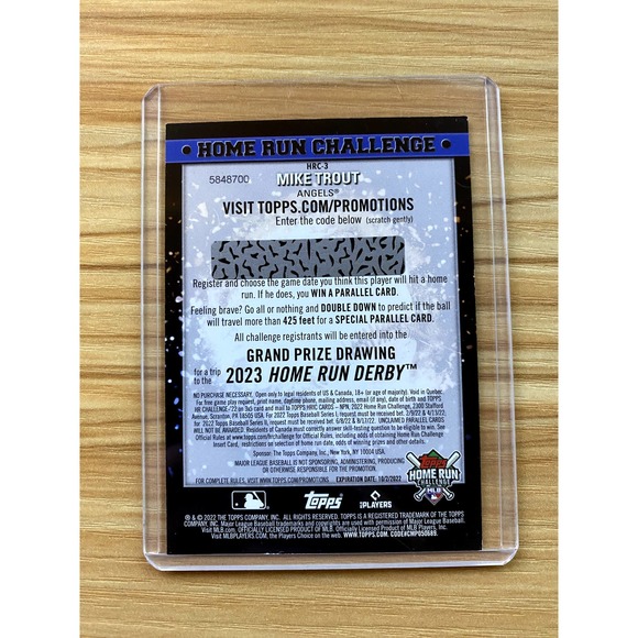 2022 Topps Home Run Challenge Code Cards #HRC3 Mike Trout - Picture 2 of 2